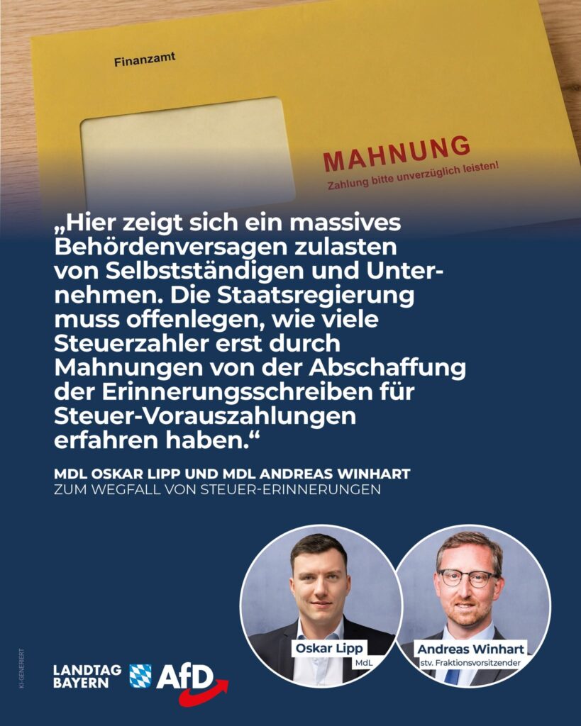 AfD-Fraktion deckt auf: Staatsregierung kassiert Millionen durch Wegfall von Steuer-Erinnerungen!